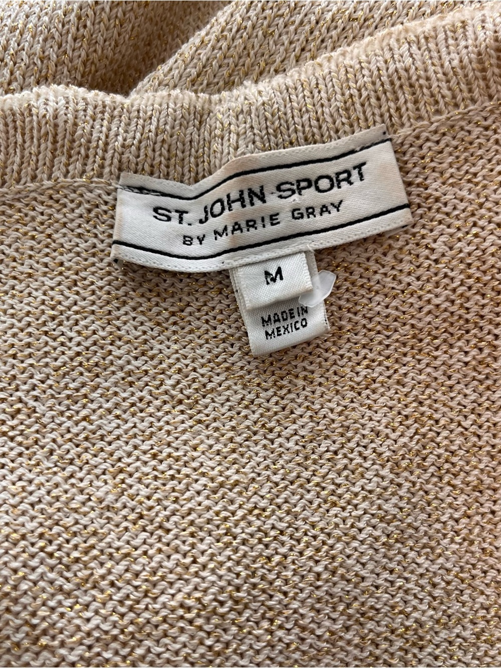 St. John Sport Marie Gold Cardigan Sweater Medium M Vintage Women’s Santana Knit - Picture 11 of 11
